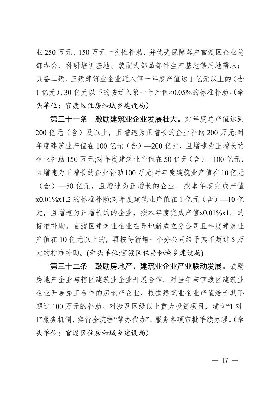 昆明市官渡区人民政府关于印发《中国（云南）自由贸易试验区昆明片区（官渡区）促进经济高质量发展若干政策措施》的通知17