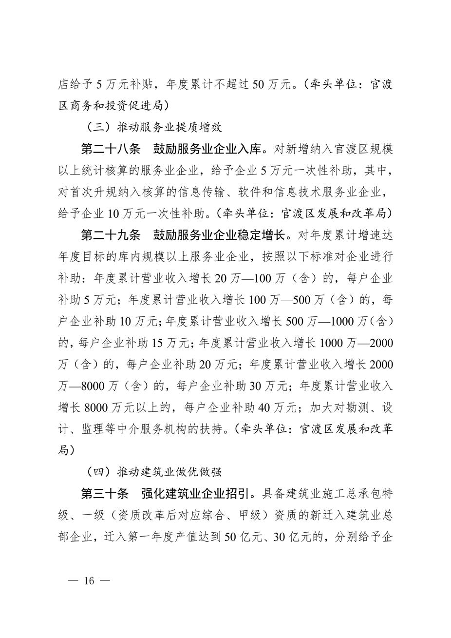 昆明市官渡区人民政府关于印发《中国（云南）自由贸易试验区昆明片区（官渡区）促进经济高质量发展若干政策措施》的通知16